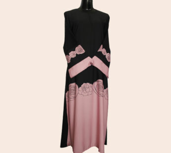 Black & Pink Printed Abaya